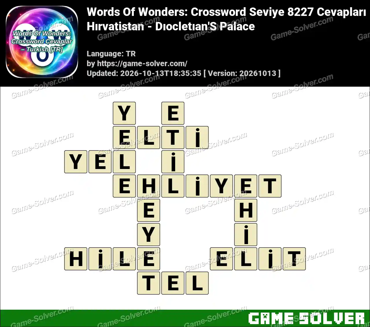 Words Of Wonders: Crossword Seviye 8227 Cevapları – Hırvatistan – Dıocletıan’S Palace